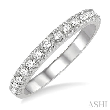 1/2 Ctw 15Stones Round Cut Diamond Wedding Band in 14K White Gold